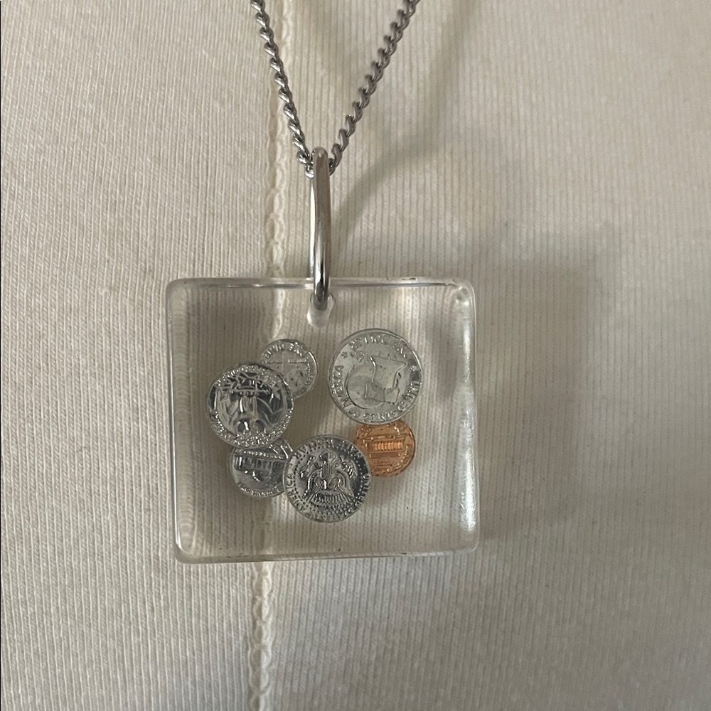 Silver and Gold Coin Pendant Necklace